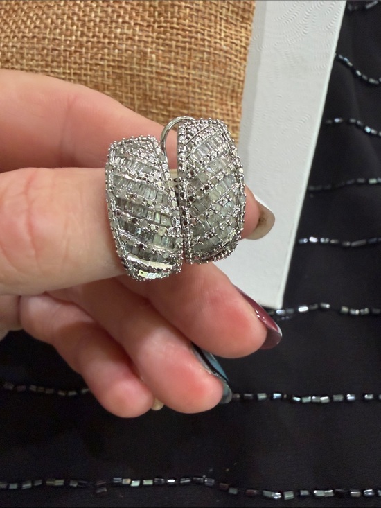 Netaya Jewelry - Silver Pavé Diamond Earrings for Women